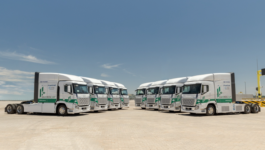 現(xiàn)代汽車向?yàn)趵绛h(huán)保物流項(xiàng)目提供8輛氫燃料卡車